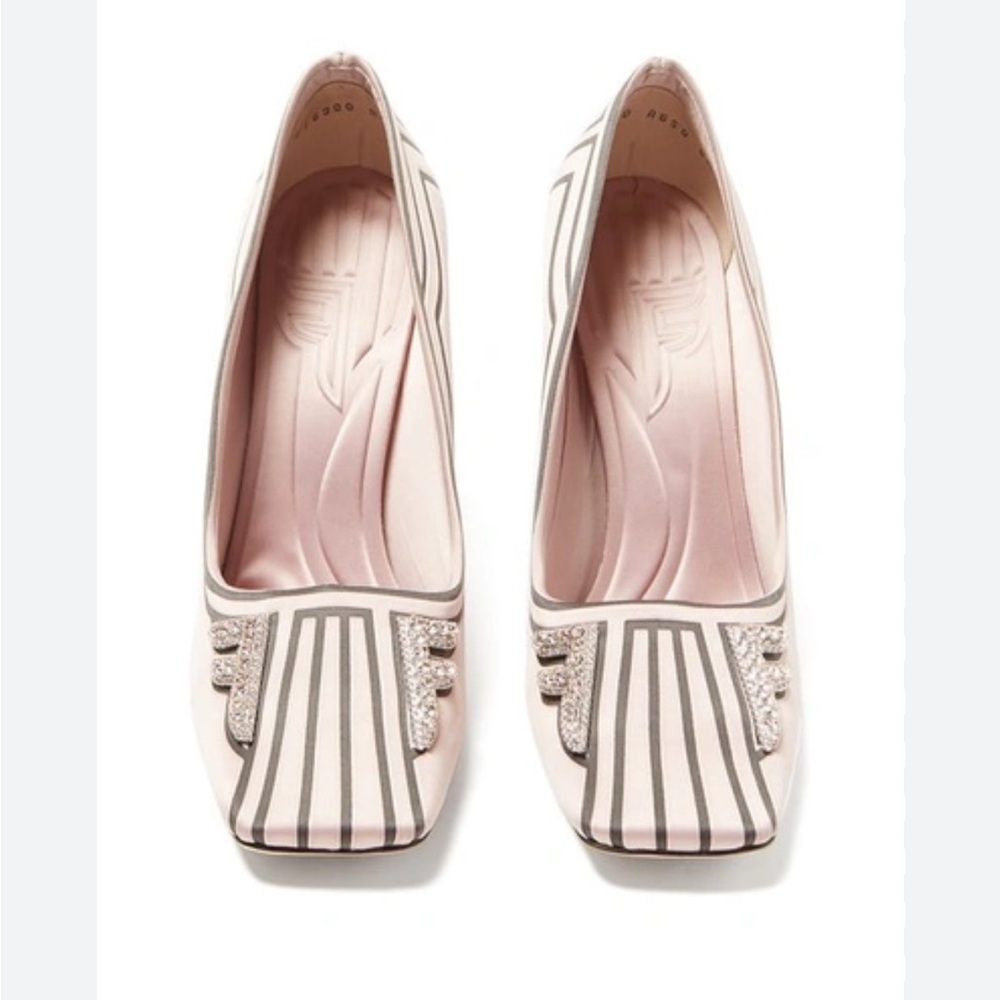 Fendi Freedom Crystal Pink Embellished Pumps size 37 size 7